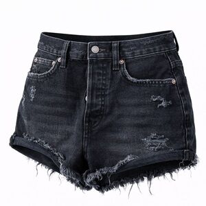 Free People We The Free Black Distressed Cutoff Denim Shorts